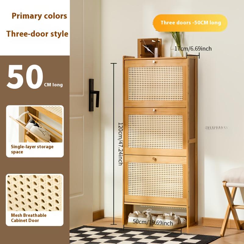 Product Introduction of Bohemian Style Door Rattan Shoe Cabinet-Free-Standing Storage Cabinet for Entrance, Living Room and Office-Perfect for Sneaker, High Heels, Etc 7