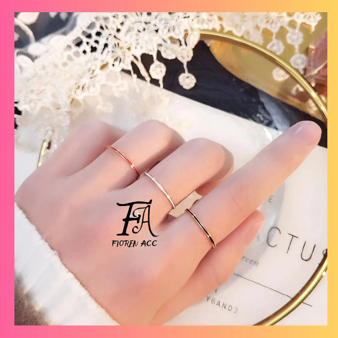 FA Cincin Tetesan Minyak Cincin Wanita Titanium Anti Karat Korea Style Accesoris YRY-TG002 Couple Elegan Hadiah Hitam