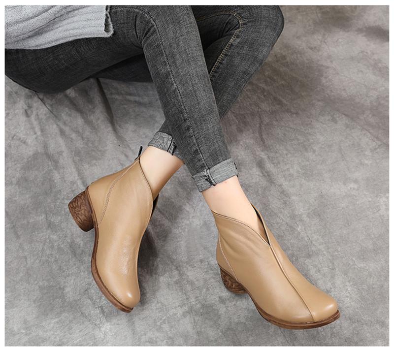 Product Introduction of Genuine Leather Winter Boots Women Chelsea Shoes Booties Woman Ankle Boots Platform Shoes Botines Mujer 10