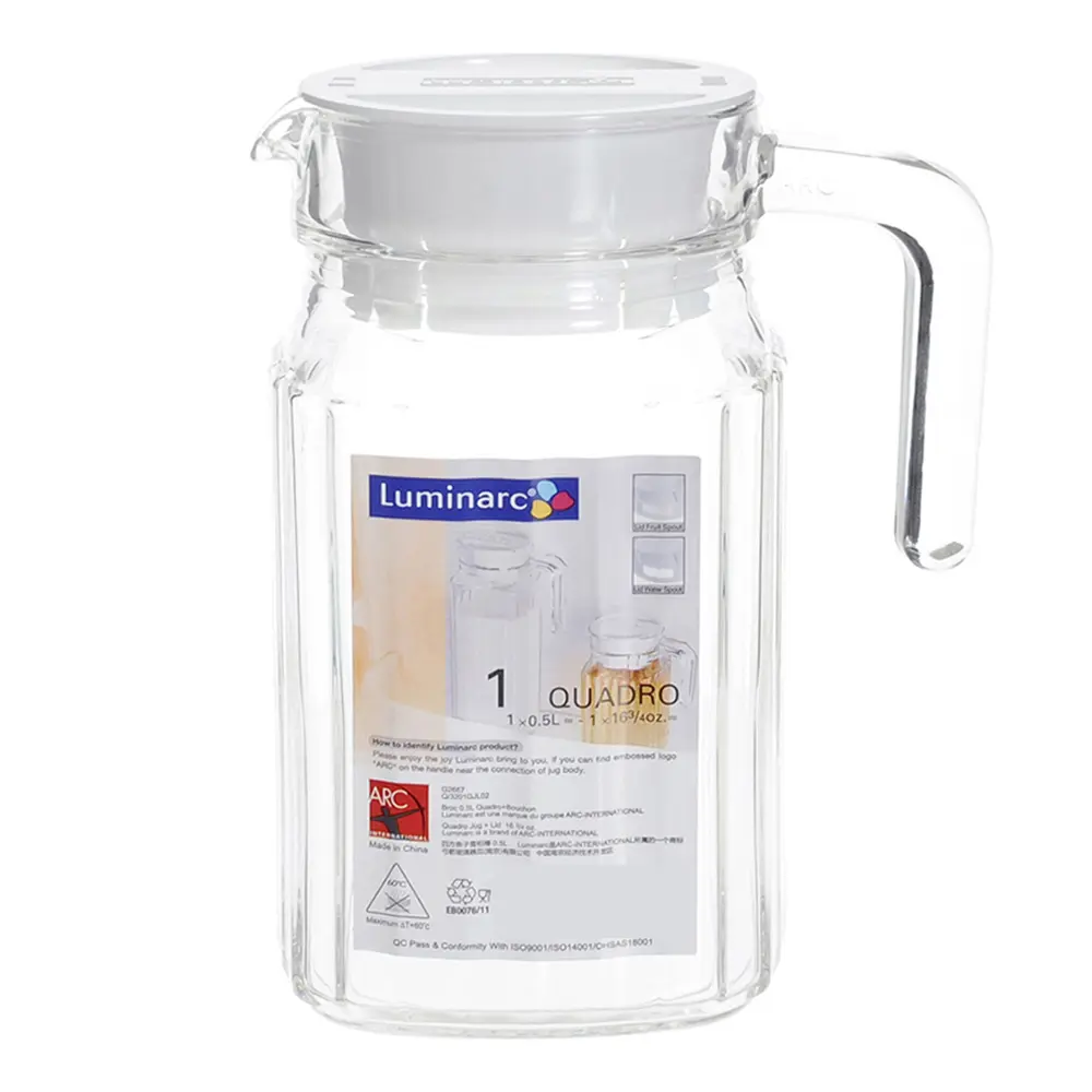 Bình nước thủy tinh Luminarc Quadro 0.5 lít - G2667