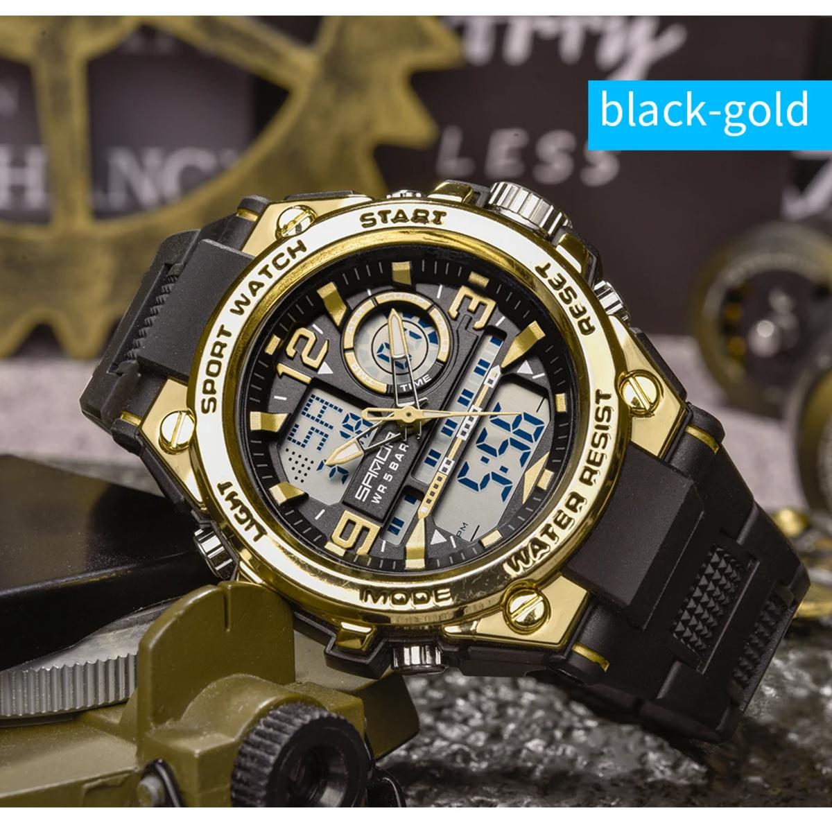 Men Sports Quartz Watches Dual Display LED Electronic Digital Wristwatches Waterproof Military Watch Relogios Masculino