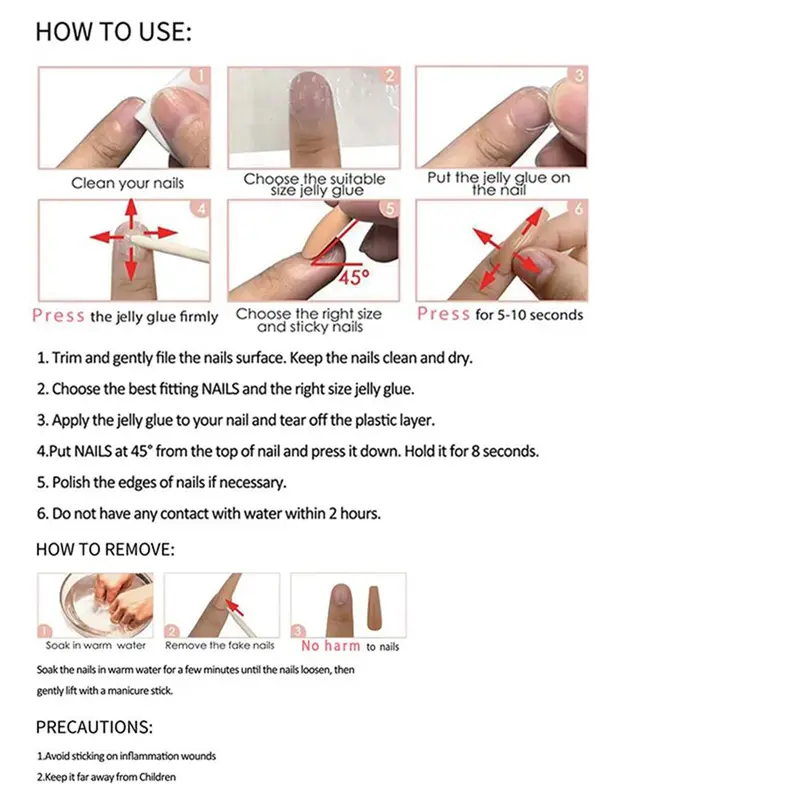 Pink and Black Press on Fake Nail, 24pcs Rhinestone Decor Fashion Press on Nails & 1 Count Tape & 1 Count Nail File & 1 Count Wooden Stick 7