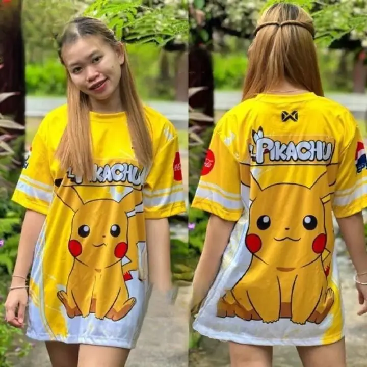 2024 Pikachu Latest Design 2024 Jersey women's Cute Casual T-shirt Top Loose New Fast drying