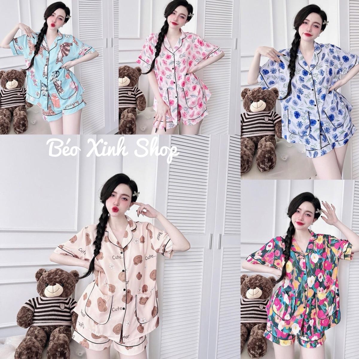 Đồ Bộ - Đồ Ngủ Quần Đùi Vải Lụa Măng gồ Cao Cấp Pijama Bigsize 50-100kg Béo Xinh Shop B ộ Ngủ Nữ - A.5024