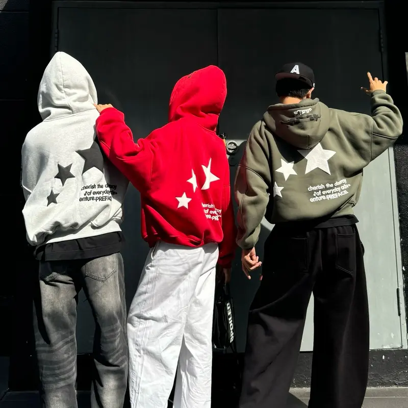Áo Khoác In Nổi THREE STARS form Boxy, khoá kéo 2 đầu Unisex_SSSTore.Aesthetic 3