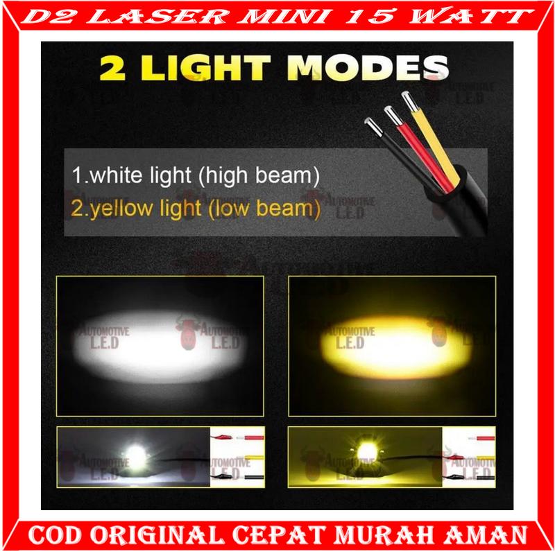 ORIGINAL LAMPU LASER LED  D2 MINI LAMPU D2 LASER LAMPU SOROT HIGH QUALITY | LAMPU LASER D2 MINI 15 WATT 2 WARNA HIGH BEAM MERK SXC 7