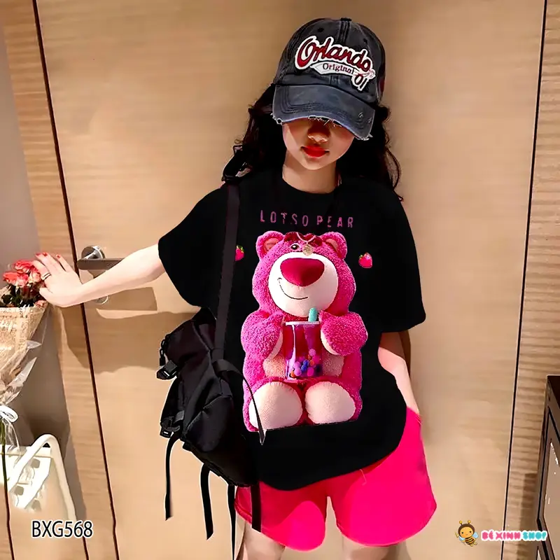 Đồ bộ Gấu Dâu Lotso Dễ Thương Cho Bé Gái 4