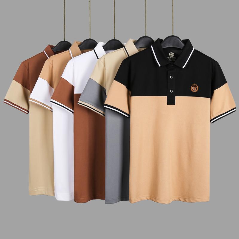 Aó thun ĐẠI HẢI #02 chất cá sấu polyester gai mềm  bo Có Cổ tay ngắn Áo thun Menswear Nhung Shirt thường to cao áo thun cotton tổ ong  Jean Ngắn Tay polo dệt kim cho nam