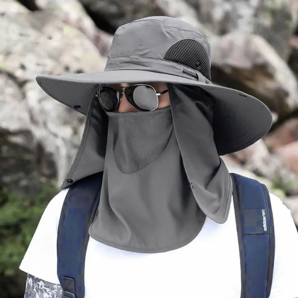 Topi Mancing Anti Panas Waterproof 360 Sun Protection Hat - JN335 - Dark Gray - EnPesca Dandees Store Termurah Outdoor Gunung