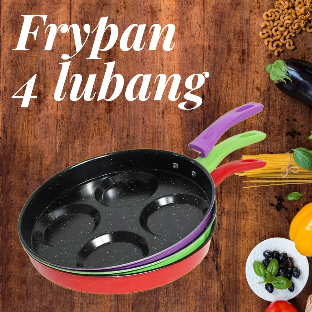 TEFLON TELUR 4 LUBANG SERBAGUNA WARNA/FRYPAN 4 LUBANG DIAMETER 24CM