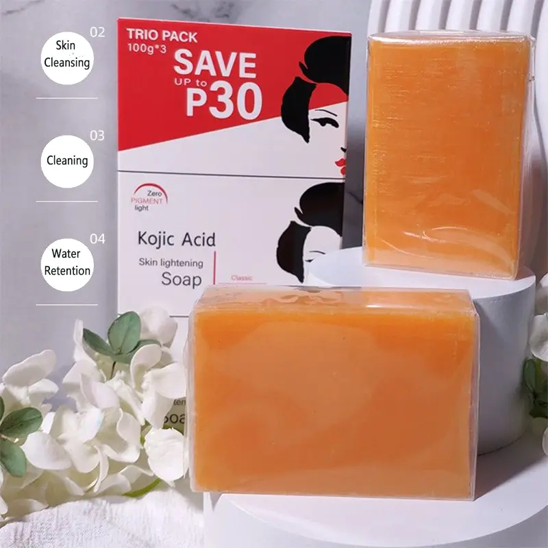 Xà Phòng Axit Kojic, 65g, Xà Phòng Làm Trắng Chính Hãng Loại Bỏ Xà Phòng Rửa Mặt Màu Đen, Thủ Công, Axit Tẩy Trắng, Glycerin, Làm Sạch Sâu, Thích Hợp Cho Da 1