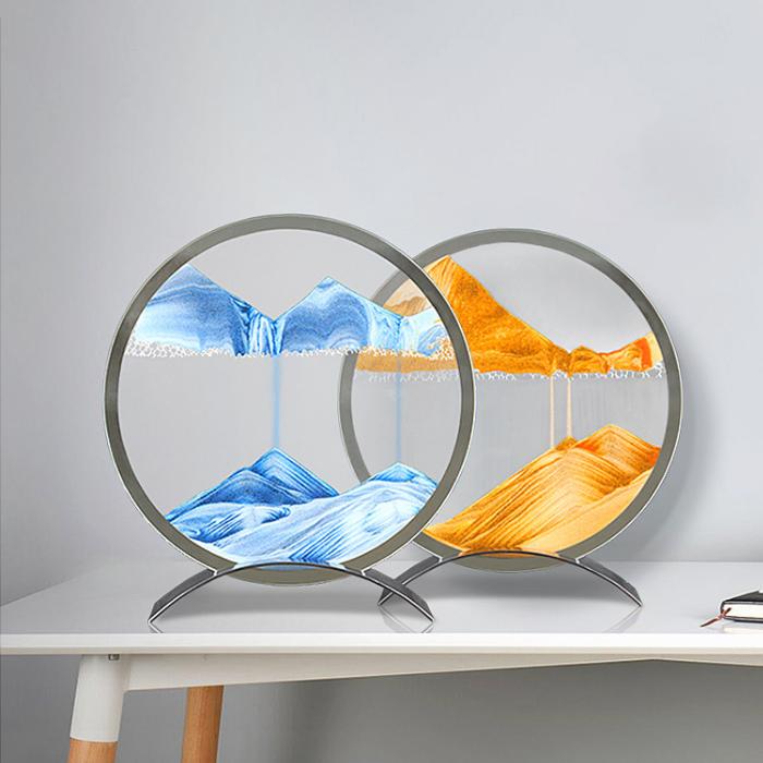Mẫu Mới Tranh Cát Chảy Lún Chuyển Động 3D Nghệ Thuật Hình Tròn, Decor Trang Trí Nhà, Bàn Làm Việc, Quà Tặng Cao Cấp