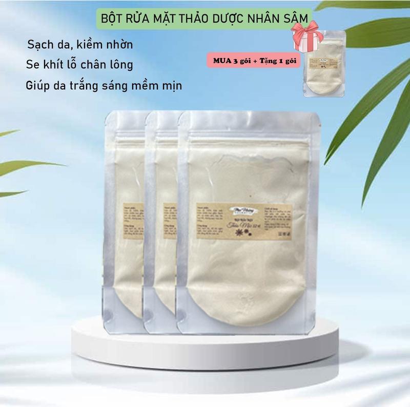 Bột rửa mặt thảo mộc Nhân Sâm mix Bạc hà the mát [dạng gói 100gr] Skincare Làm Đẹp Da