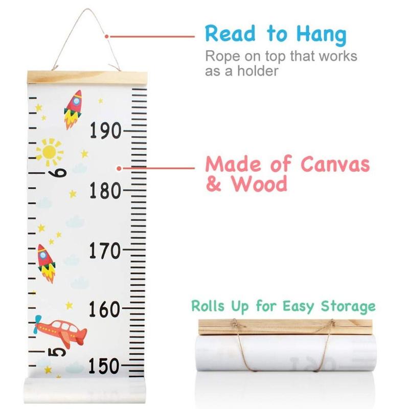 Fashion Wall Hanging Children's Height Ruler Wooden Roll up Height Measuring Chart Removable Wall Sticker for Kids Child Room 5