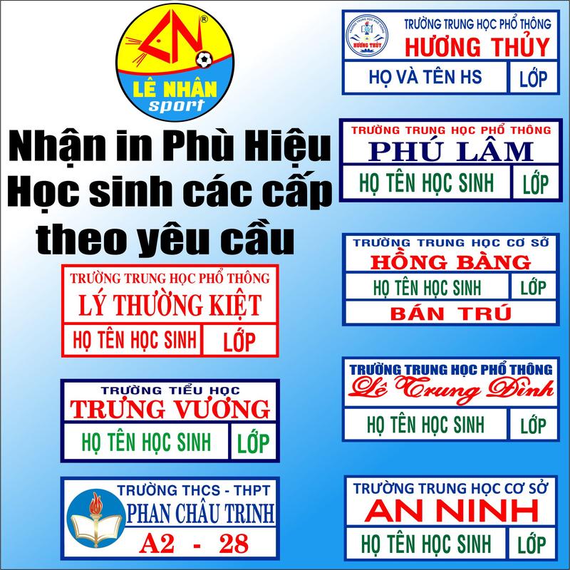 Đặt Phù hiệu học sinh Bảng tên in theo mẫu và theo yêu cầu Loại vải ủi nhiệt.