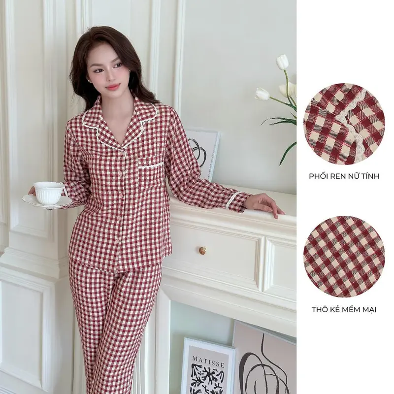 BỘ MẶC NHÀ ZAM - DTK - BỘ DÀI TAY KẺ THÔ COTTON 2