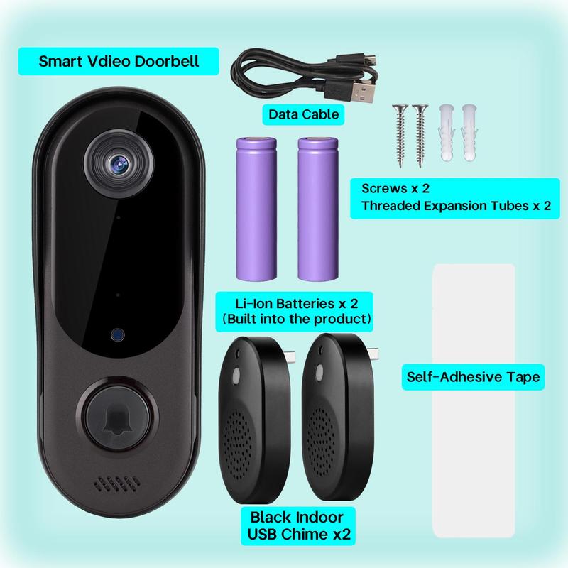 Smart Camera Doorbell, 2.4G Hz WiFi Smart Visual Doorbell with 2 USB Chime, High Speed Capture Waterproof Camera Doorbell with Two-way Voice Call 5