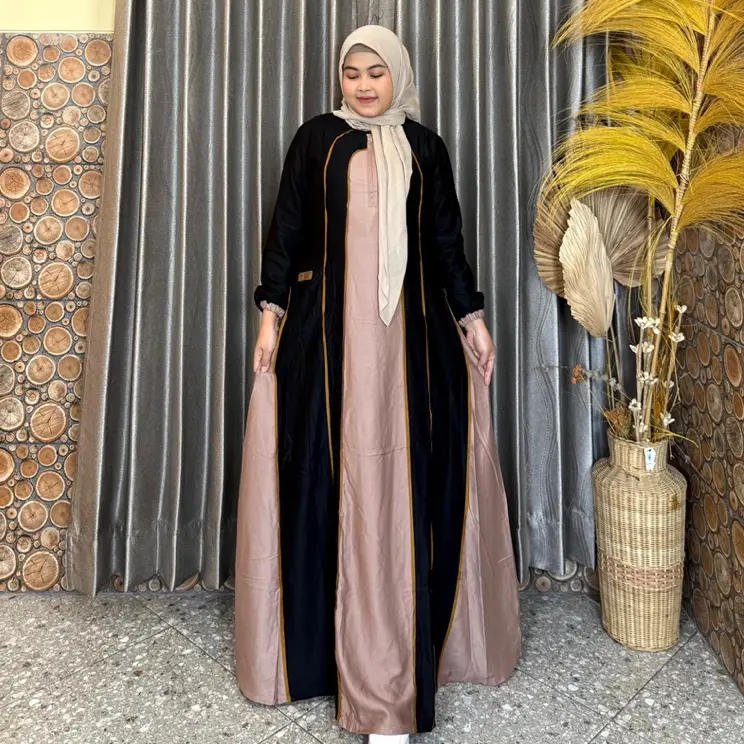 Gamis Amanda Julia Rayon Twill Premium Kombinasi List Polos (Free Pouch, Goodie Bag) Gamis Amanda Julia Rayon Twill Premium Kombinasi List Polos (Free Pouch, Goodie Bag)