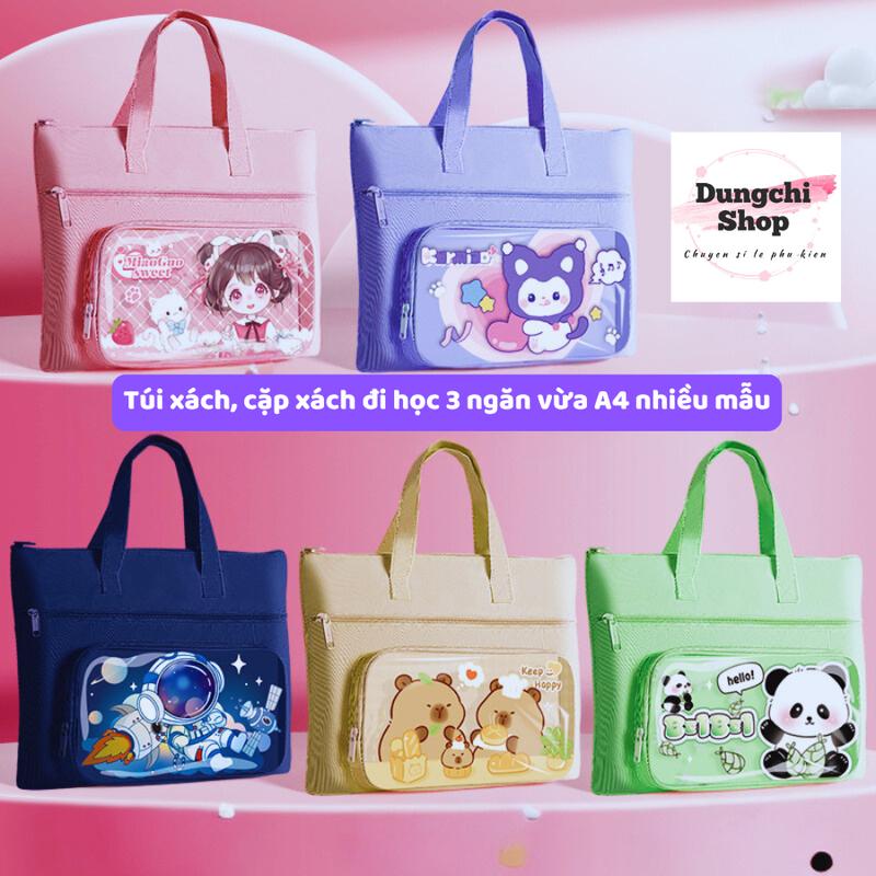  Túi Xách Học Thêm Cho Học sinh Vải Canvas Chống Thấm Nước Hình Cute 