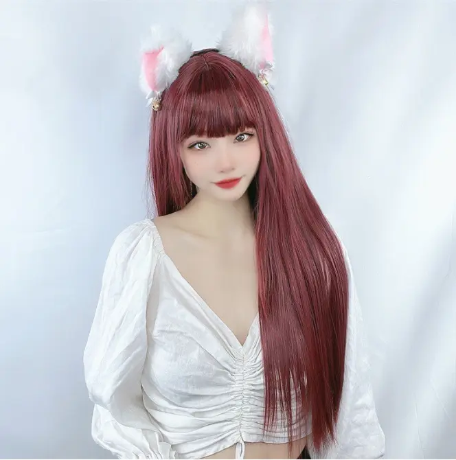 Wig Hair Wanita Panjang Lurus 003 (COD) (INSTANT)  Full Wig Layer Long Straight Korean Hair Extension Rambut Palsu Wanita 6