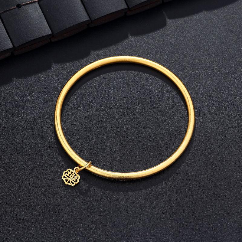 Product Introduction of Vietnamese Gold-Plated Bracelet, Long-Lasting Color, Traditional Craft, Two Generations of Joy, Imitation Gold, Peace and Prosperity Pendant, Simple Circle Bracelet 6