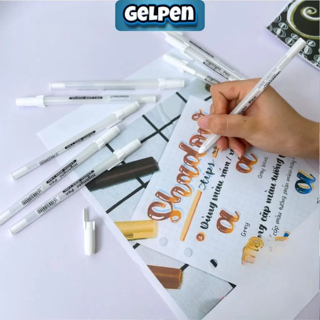 Bút gelly trắng bút trắng đổ bóng mực gel trắng CHOTUNE TOUCHCOOL GelPen vẽ tranh trang trí sổ