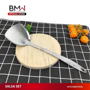 Sodet Spatula Sutil Irus Centong Penggorengan Centong Sayur Motif Bunga Stainless