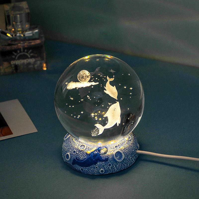 Bộ Quả Cầu Pha Lê 3D Đế Đá Đại Dương, Đế Noel Phát Sáng Decor Trang Trí Nội Thất Làm Quà Tặng Valentine Sinh Nhật, Tốt Nghiệp, Kỉ Niệm,... dendecor 1