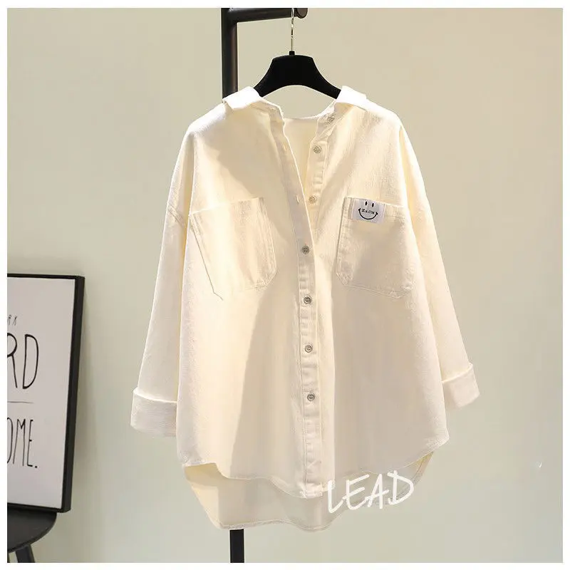 Áo Sơ Mi Cotton, Phong Cách Hàn Quốc, Thanh Lịch Và Hoang Dã, Dáng Rộng Vừa Vặn, Thường Ngày, Tay Dài, Áo Sơ Mi Cardigan, Hàng Mới Về Mùa Xuân 2024