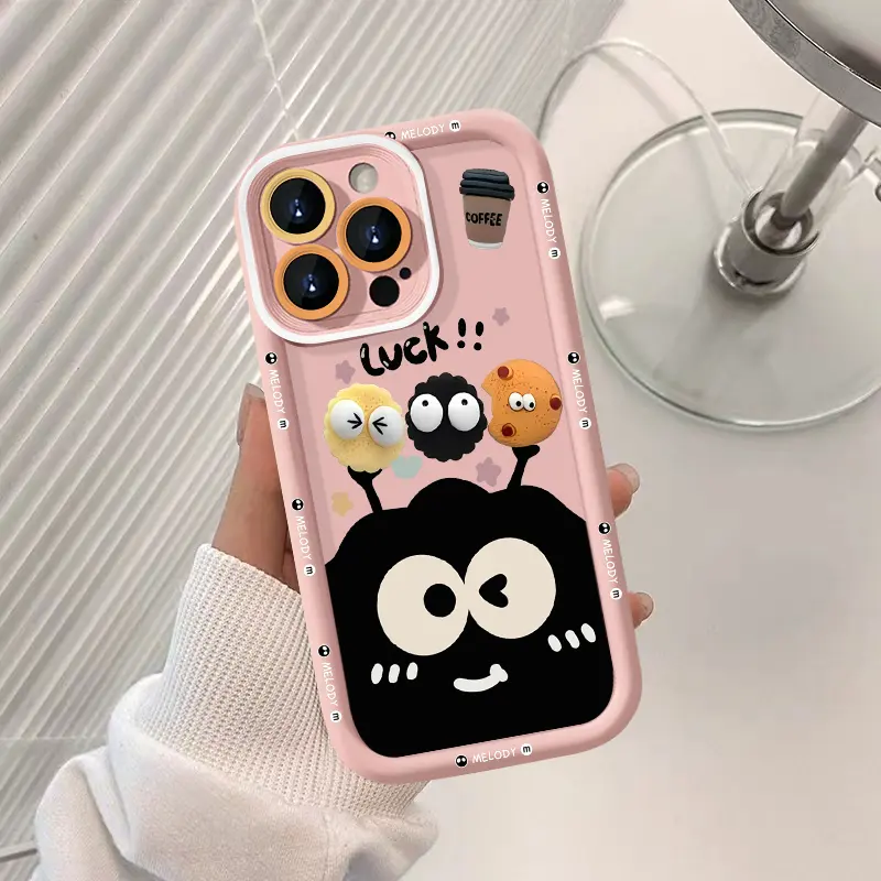Case HP Untuk Realme C51 C61 C51s C35 C63 C67 C55 Note 60 C53 C12 C11 5i C15 C31 C20 C21Y C30 C21 C17 11 8i 9i 6i 7i 5s C25 Note 50 C25Y C33 NARZO N63 N61 Keberuntungan Lucu Kartun Lucu Bola Batubara Hitam Kopi Soft Cover 6