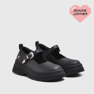 Adorableprojects - Nicia Platform Genuine Leather Black - Sepatu Kulit
