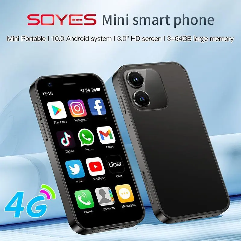 Soyes xs16 Mini 3.0 "smart phone 4G LTE 2GB RAM 16GB ROM Android 10.0 quad core 2000mAh type C dual SIM standby small phone smartphone mobile adapter camera
