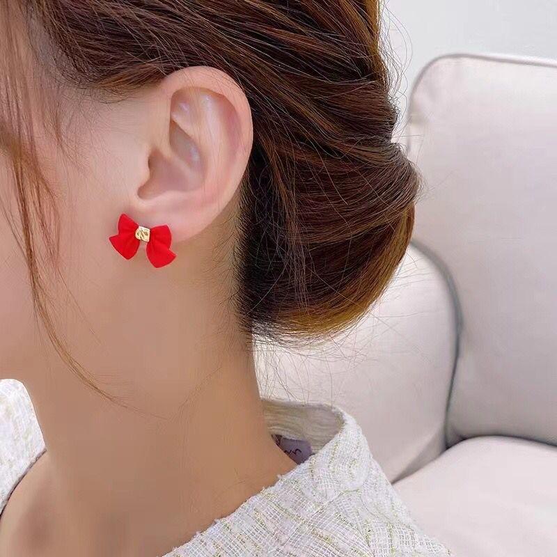 Mimosa.id Hepburn Anting tusuk dengan Desain Ribbon Untuk Wanita 4