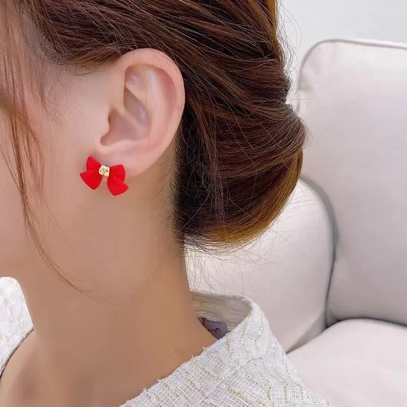 Mimosa.id Hepburn Anting tusuk dengan Desain Ribbon Untuk Wanita 3