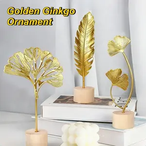 Ornamen Hiasan Mewah / Dekorasi Golden Ginkgo Ornament Ruang Tamu Rumah Dekorasi Hiasan Daun Ginkgo / Ornamen Daun Ginkgo Untuk Ruang Tamu