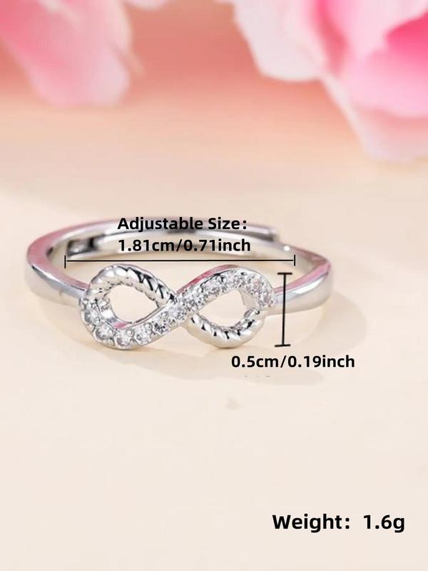 Summer 2024 Fashion Hollow Out Design Rhinestone Inlaid Ring, Infinity Ring, Simple Jewelry for Party, Club, Casual Trendy Accessories for Women & Girl, Birthday Gifts 1