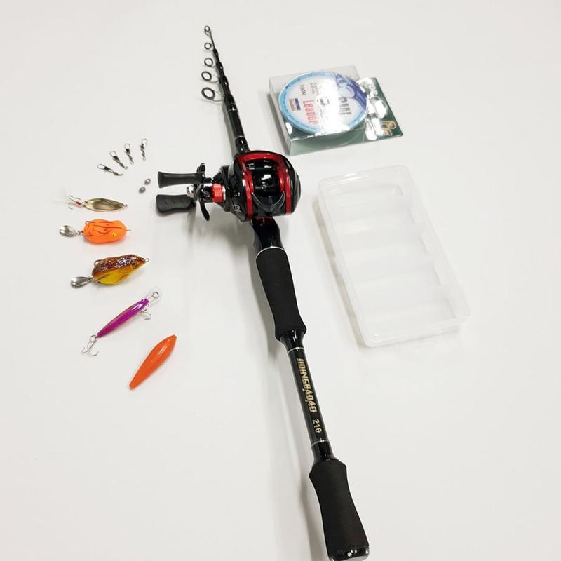 Bộ cần câu lure JD rút gọn 60cm chất liệu carbon kèm dây và hộp mồi lure