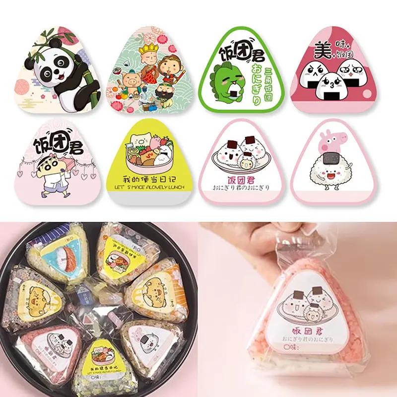 Miếng Dán Túi Đóng Gói Cơm Nắm Hình Tam Giác, 80 Cái, Miếng Dán Túi Sushi Onigiri Rong Biển Nori Dụng Cụ Khuôn Làm Sushi Phụ Kiện Bento