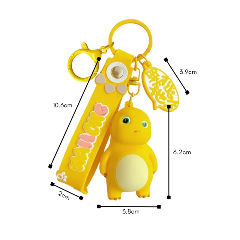 [littlecrab] Gantungan Kunci Nailong Dino Kuning Karakter Emoticon Full Body Badan Gemoy Keychain 1