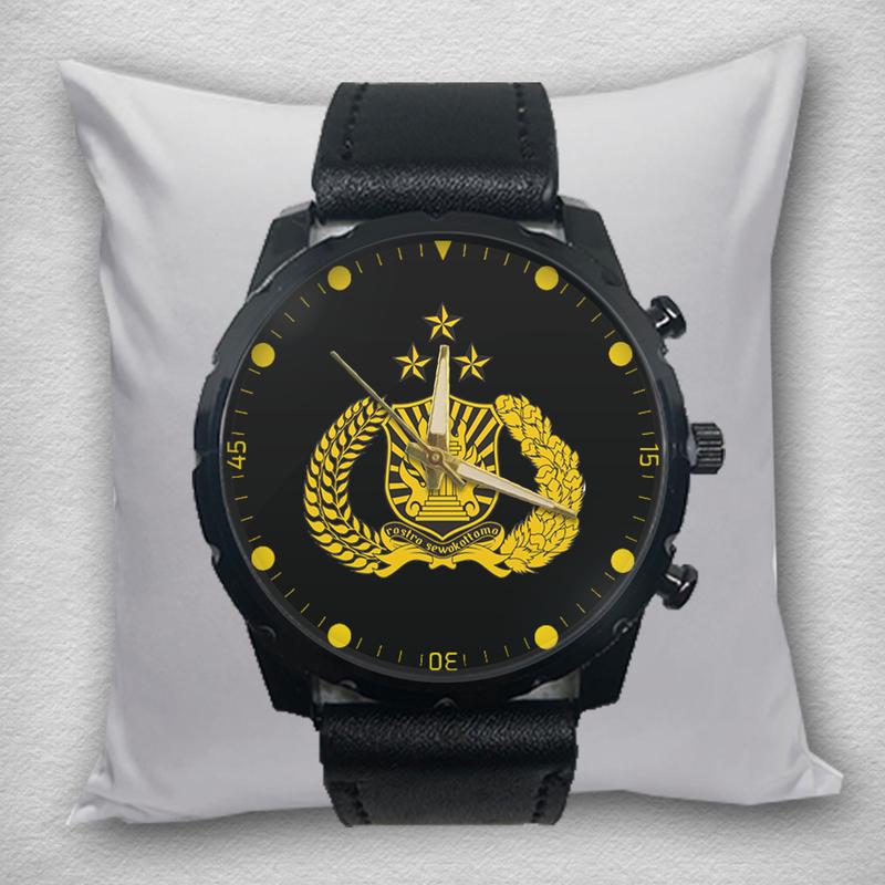 Jam Tangan Pria POLISI POLRI Kulit Hitam Quartz Analog 01 1