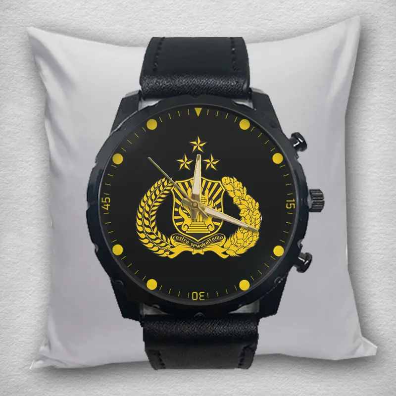 Jam Tangan Pria POLISI POLRI Kulit Hitam Quartz Analog 01 1