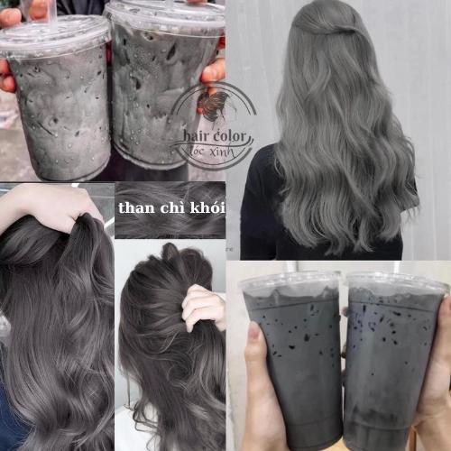 [KHÔNG TẨY] THUỐC NHUỘM TÓC MÀU THAN CHÌ +tặng oxy trợ dưỡng và găng tay