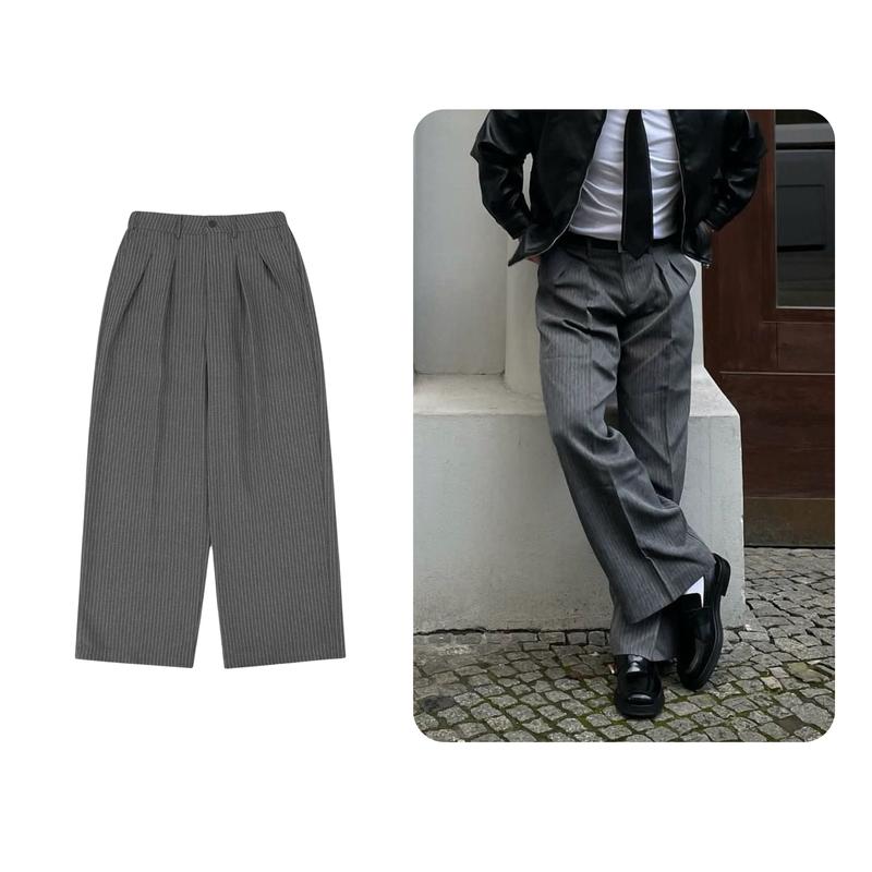 Quần dài Paris Pants Jack Lane Quần âu nam nữ ống suông chất liệu vải tây kẻ sọc