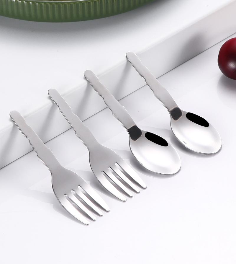 Product Introduction of Factory Customized Child's Spoon and Fork Stainless Steel Hardware Insert Plastic Handle Semi-Finished Bright Tableware Accessories Customized 7