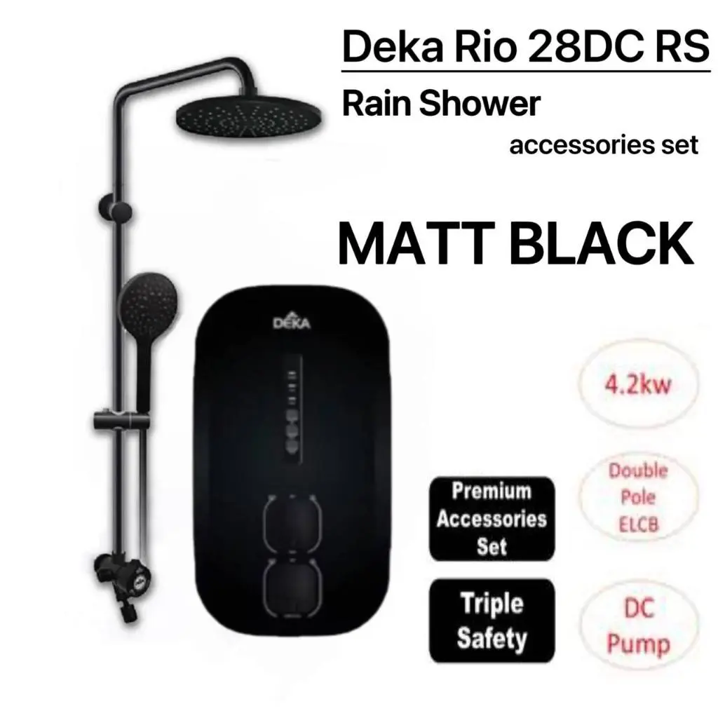 DEKA Innovate The Future Rio 28DC Pump Rain Shower Accessories Matt ...