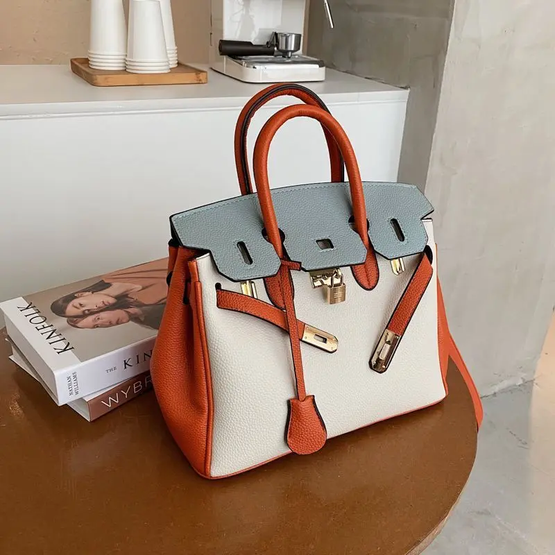 New Women's Bag Soft Leather Birkin Bag Large Capacity Women's One Shoulder Handbag Soft Leather Pure Leather Kelly Bag