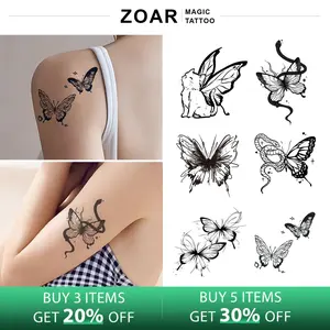 ZOAR-Y02 Stiker Tato Temporary Semi Permanen【Kombinasi kupu-kupu】Tahan lama Tattoo menempel dekorasi seni untuk pria dan wanita