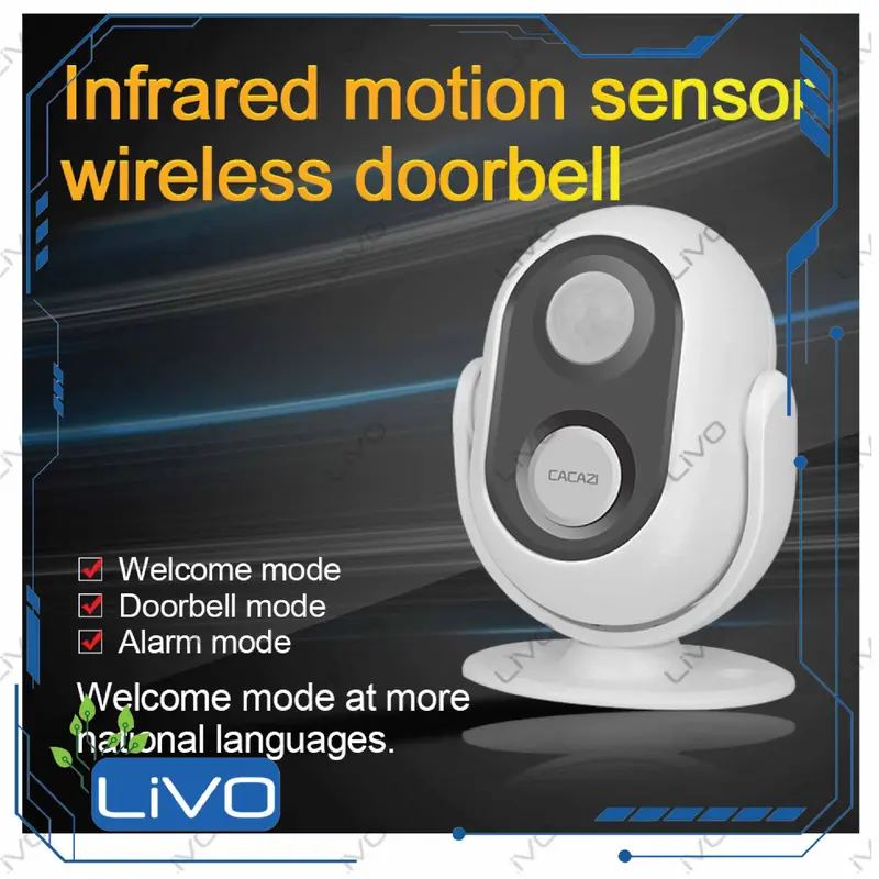 Sensor Gerak Tamu Wireless CACAZI V037 Doorbell Infrared Motion Detector 0
