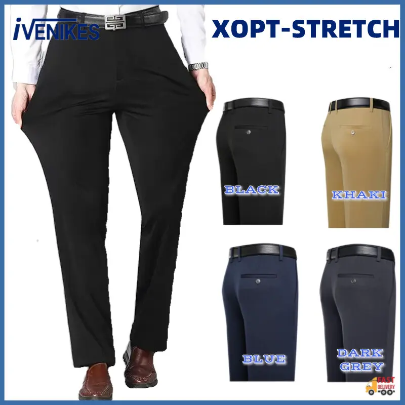 READY STOCKMen's Straight Formal Pants Slack Lelaki Office Stretchable Flexible Loose Pant Casual Long Seluar Business CEOTrousers