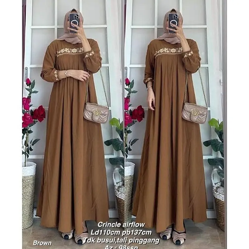 Gamis AZKIYA MAXY DRESS BORDIR crinkle airflow premium 3